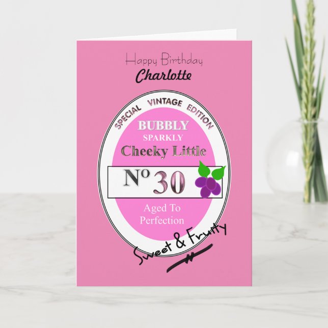 Cartão 30 Milestone Birthday Funny Wine Personalizado (Frente)