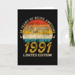 Cartão 30 Year Old Bday 1991 Awesome Since 30th Birthday<br><div class="desc">Birthday Design For anyone who's horoscope say difficult & Stubborn But totally worth.Wear it with pride at work,  school gym perfect to pair with shorts,  leggings or jeans for a casual yet trendy Look</div>