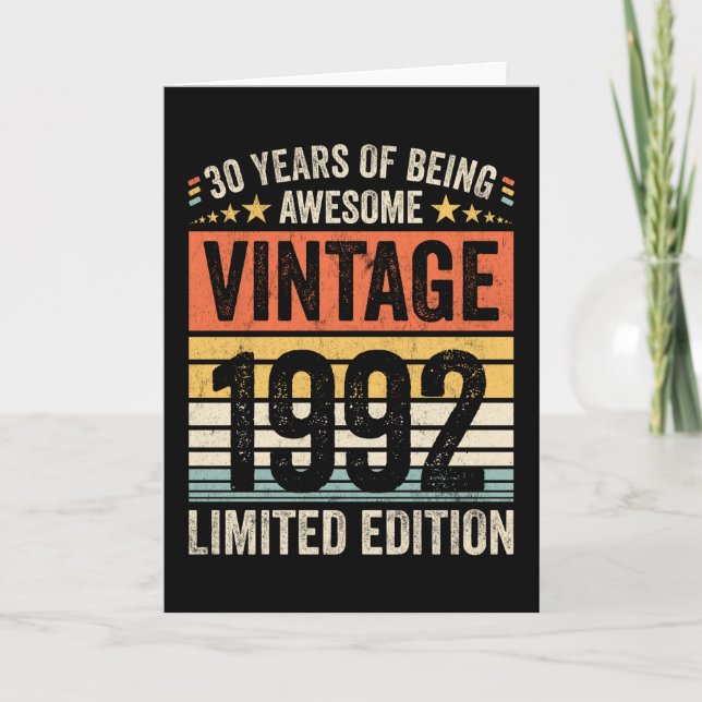 Cartão 30 Years Of Being Awesome Vintage 1992 (Frente)