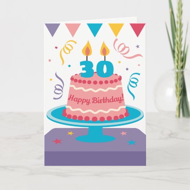 Cartão 30th Birthday Cake: Customizable! (Frente)