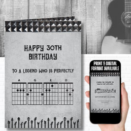 Cartão 30th Birthday Rockstar Studded Guitar Theme Card