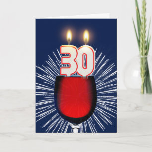 Cartão 30th Birthday with wine and candles