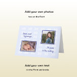 Cartão 30th birthday your photos and text<br><div class="desc">On a pale blue background with a repeating pattern of white number 30's, this card can be personalized with your own text and photos to make a very special 30th birthday greeting. There are two spaces for your photos on the front. One is rectangular, and one is square. Each photo...</div>