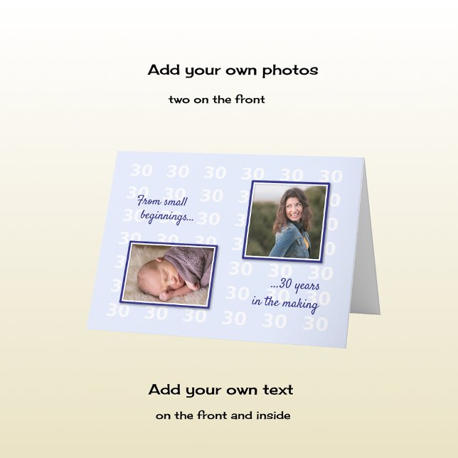Cartão 30th birthday your photos and text (Criador carregado)
