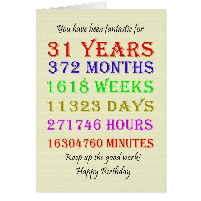 Cartão 31º aniversário (Frente)