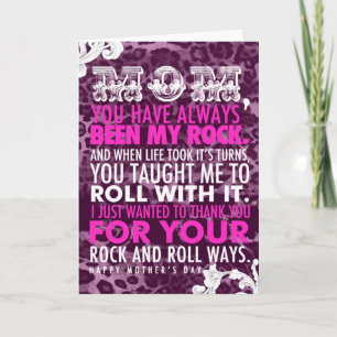 Cartão 311 Rock and Roll Mom Leopard Mother's Day Card