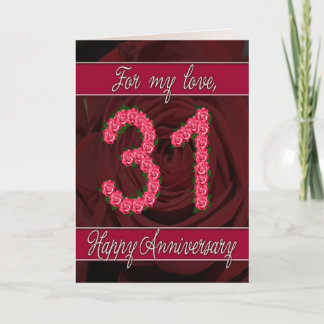 Cartão 31st anniversary card with roses and leaves