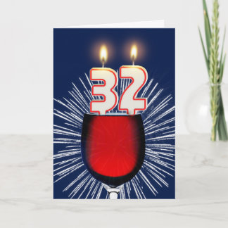 Cartão 32º aniversário com vinho e velas