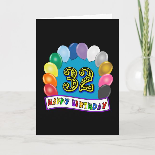 Cartão 32º aniversário dos balões (Frente)