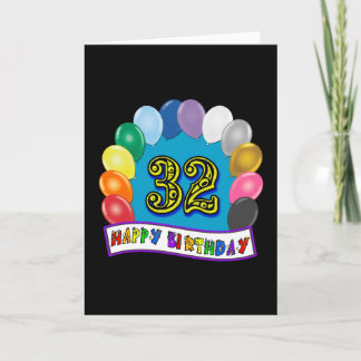 Cartão 32º aniversário dos balões