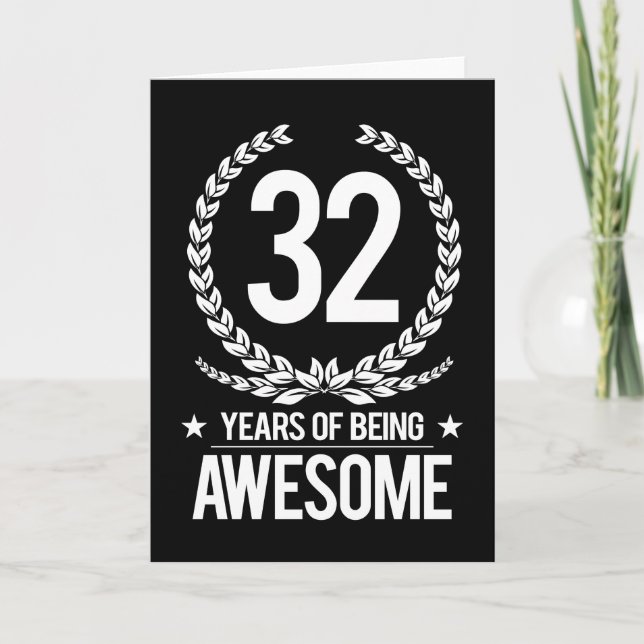 Cartão 32nd Birthday (32 Years Of Being Awesome) (Frente)
