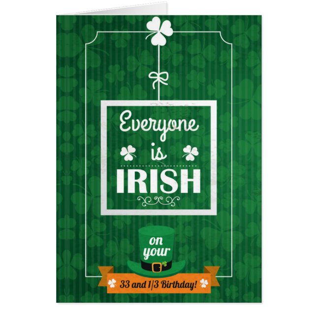 Cartão 33 e 1/3 todos são irlandeses (Frente)