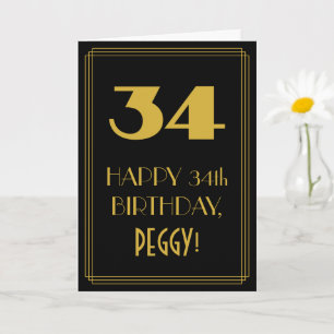 Cartão 34º Aniversário – Visual Inspirado no Art Déco "34