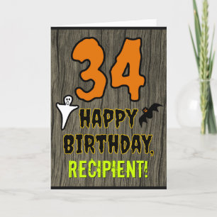 Cartão 34th Birthday: Spooky Halloween Theme, Custom Name