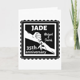 Cartão 35º aniversário de casamento de mãos dadas