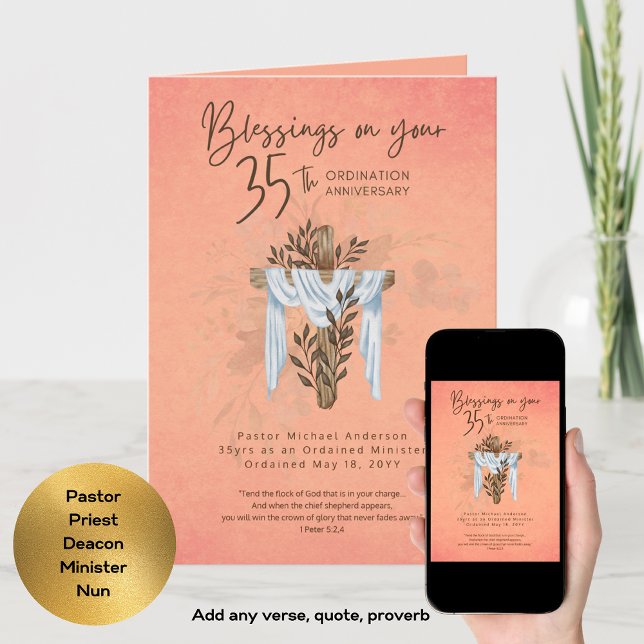 Cartão 35.ª ORDENAÇÃO ANIVERSARY Padre Ministro (Criador carregado)