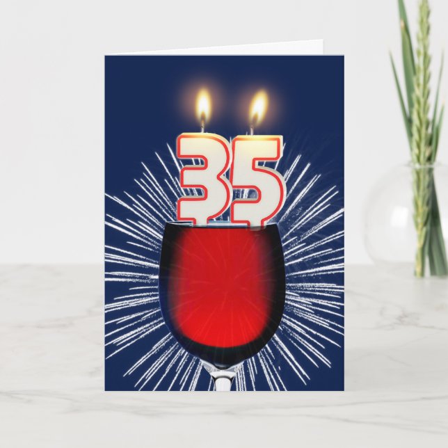 Cartão 35th Birthday with wine and candles (Frente)