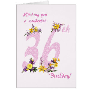 Cartão 36. Números decorados da Flor de Aniversário