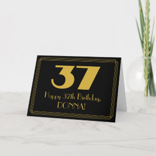 Cartão 37.º aniversário: Art Deco Inspirou "37" & Nome