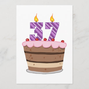 Cartão 37 anos de idade no Bolo de Aniversário