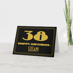 Cartão 38º Aniversário: Nome + Visual Inspirado em Art Dé