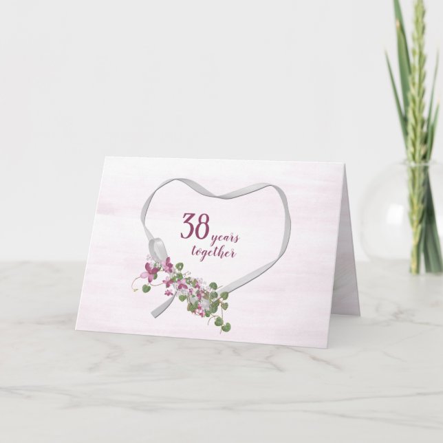 Cartão 38th Anniversary Ribbon Heart Card (Frente)