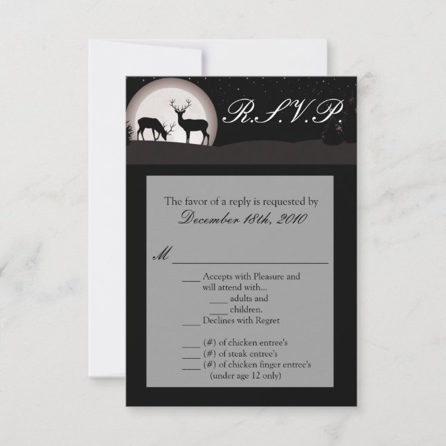 Cartão 3,5x5 R.S.V.P. Caça Lua do Caçador Cervo Ma (Frente)