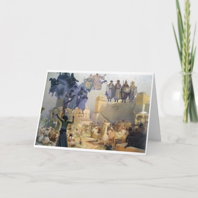 Cartão #3 A introdução da liturgia eslavônica, Mucha (Frente)