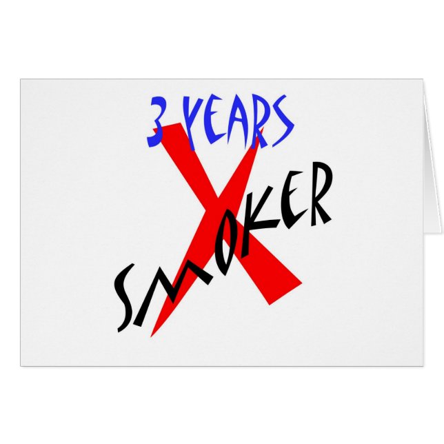 Cartão 3 anos de X-fumador do vermelho (Frente Horizontal)
