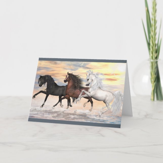 Cartão 3 Arabians Greeting Card, white envelopes included (Frente)