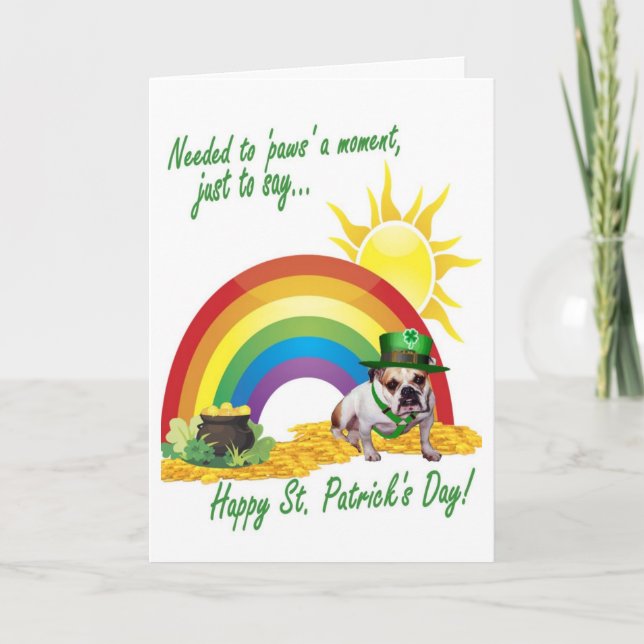 Cartão 3. Awesome Bulldog St. Patrick's Day Card (Frente)