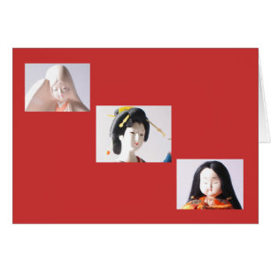 Cartão 3 bonecas japonesas