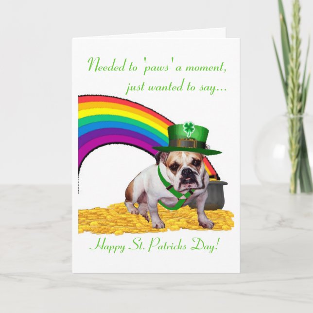 Cartão 3. Bulldog St. Patricks Day Card (Frente)