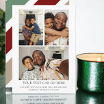 Cartão 3 Foto e modelo de retirada<br><div class="desc">Cores de Natal retrógradas,  cartões planos. Personalizado com suas próprias fotografias e texto de Ricaso ...  adicione seus próprios detalhes a essas cartas incríveis que farão uma impressão com cores rasgadas no verso</div>