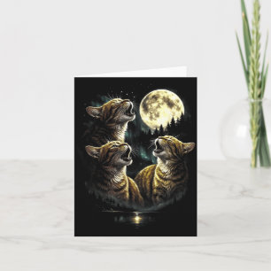 Cartão 3 Gato de Outono Uivando à Lua Vintage Engraçado 8