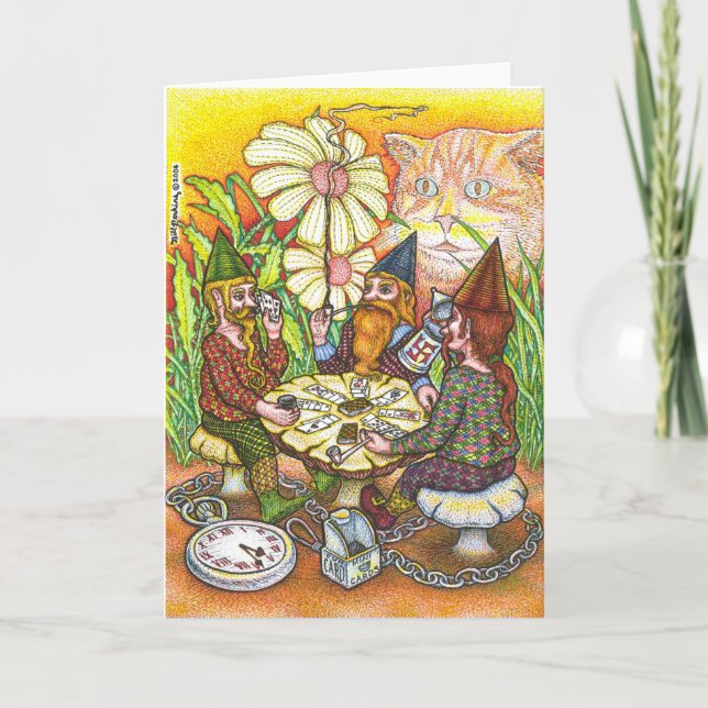 Cartão 3 Gnomes Greeting Card (Frente)