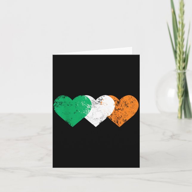 Cartão 3 Hearts Ireland Flag St. Patricks Day Irish Flags (Frente)