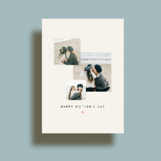 Cartão 3 Photo Heart Illustration Custom Mother's Day