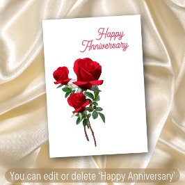 Cartão 3 Rosas Amor Romântico Feliz Aniversário Para Todo