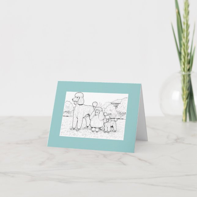 Cartão 3 Varieties of Poodles Notecard (Frente)