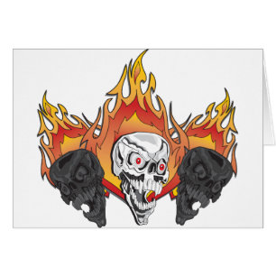 Cartão 3cópia de crânios flamejantes