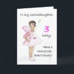 Cartão 3rd Birthday Card for a Granddaughter<br><div class="desc">A 3rd Birthday Card for a granddaughter,  with a black fairy in a pink dress,  from a watercolour illustration by Judy Adamson. Please feel free to customise the inside message and contact me through my store if you would like changes to the front cover.</div>