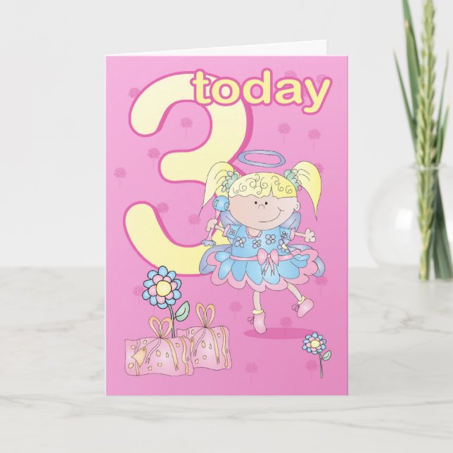 Cartão 3rd birthday card pastel angel (Frente)