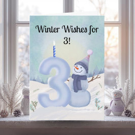 Cartão  3rd Birthday Snowman with Snowy Three