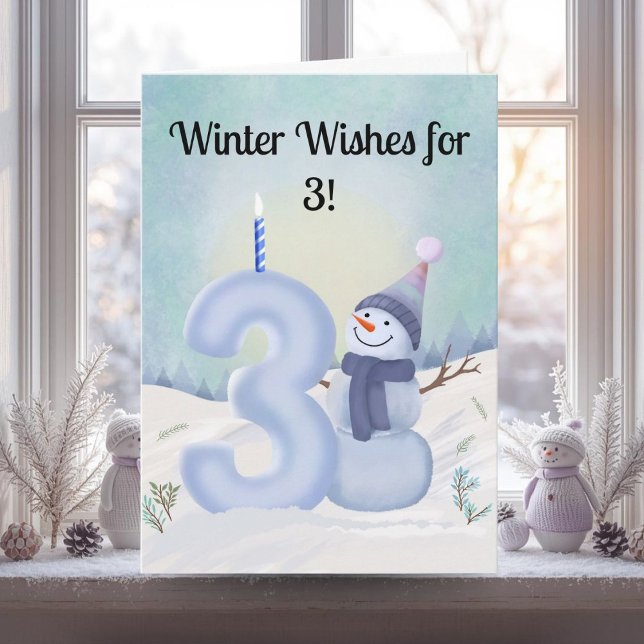 Cartão  3rd Birthday Snowman with Snowy Three (Criador carregado)