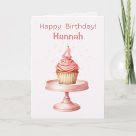 Cartão 4ª Placa de Cupcake de Aniversário Personalizada