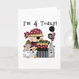 Cartão 4º aniversário de Camisetas e presentes piratas