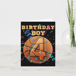 Cartão 4º Aniversário: Quatro Jogada de Basquete de 4 Ano