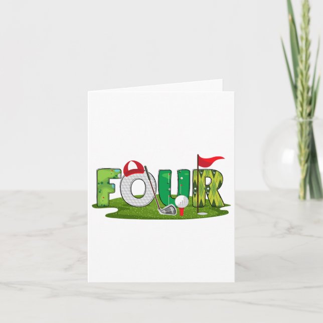 Cartão 4º aniversário Tema de Golfe de 4 anos Crianças de (Frente)