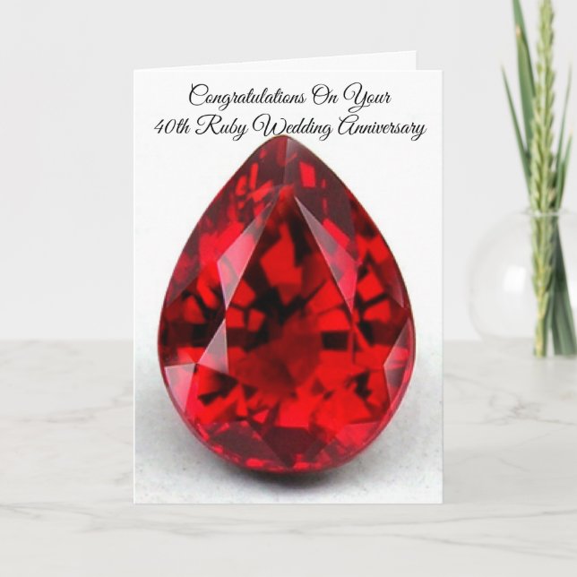 Cartão 40ª Carta de Aniversário de Casamento Ruby (Frente)